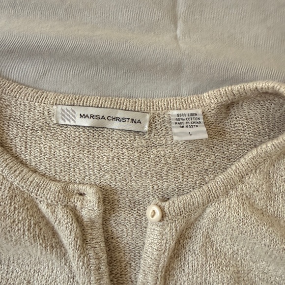 Marisa Christina Beige Animal Safari Cardigan Natural Fibers Cotton & Linen - Picture 2 of 10